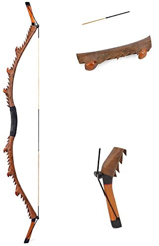 ZSHJGJR Bogenschießen Traditionelle Bogen 35-55 lbs Erwachsener jagdbogen Recurvebogen Mittelalter Bogen in Handarbeit Kann für die Ausstellungssammlung (55lbs, braun)