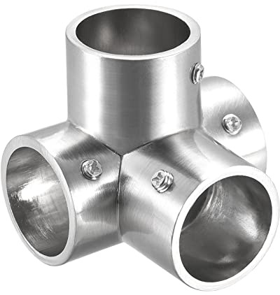 sourcing map Racor de codo de riel de 90 grados 4 vías aleación de zinc conector cepillado para barandilla de pasamanos de 25 mm/1 pulgada OD