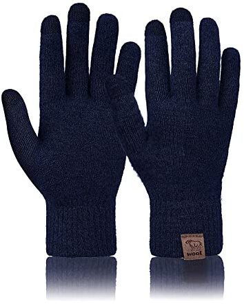 Voqeen Mujer Guante de Lana 100% Invierno Cálidos con Pantalla Táctil Manoplas de Texto para Mujeres para Ciclismo Correr Escalar Senderismo Deportes al Aire Libre