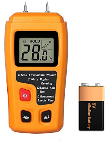 Mengshen Misuratore di umidità del Legno Digitale, Rilevatore di Perdite d'Acqua di umidità per Legna da Ardere A Pin Display LCD per Pavimento in Carta da Parati in Gesso (Batteria Inclusa)