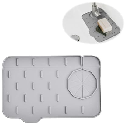 Silicone Faucet Mat Faucet Handle Drip Catcher Tray Faucet Sink Splash Guard for Bathroom RV Kitchen (Small Size)