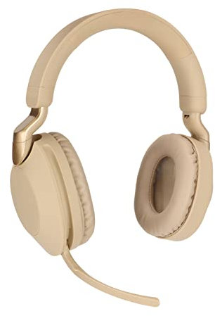 Cuffie da Gioco Wireless con Microfono, Cuffie da Gioco Bluetooth Sopra L'orecchio Cuffie da Gioco a Bassissima Latenza con Cancellazione del Rumore Bass Surround Tipo C (Oro)