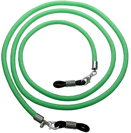 Hawhy Handgemachtes Brillenband aus Paracord für Lesebrillen und Sonnenbrillen, Neon Grün - Inkl. 4 Ersatz Brillenschlaufen