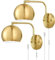 Apliques de Pared de Interior Regulable con Interruptor, E27 Ajustable Lámpara de Pared de Cabecera de Metal Dorado con Enchufe y Cable Retro Lámpara de Lectura de Pared para Salón, Dormitorio,2pack