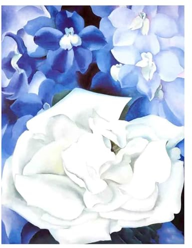 Lasite 《Weiße Rose mit Rittersporn (2)》by Georgia O'keeffe Leinwandbilder Kunstdruck Reproduktion Leinwanddruck Bilder Leinwand Gemälde Wanddekoration Wandbild(Ungerahmt,75x98cm 30x39inch