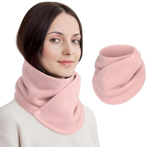 Figarge Winter Halswärmer - Dicker Fleece Schal Mit Doppelschnalle, Kragen Für Frauen, Snood, Warmer Halswärmer, Mode-Accessoire Für Alle Anlässe (Rosa)