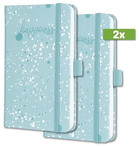 SIGEL J4302/2 Wochenkalender Jolie 2024, Blue Happiness, ca. A6, hellblau, Hardcover, Gummiband, Stiftschlaufe, Einstecktasche, 174 Seiten, aus nachhaltigem Papier, Terminplaner, 2 Stück