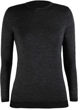 CALZITALY Unisex Thermounterhemd, Langärmeliger Unterhemd aus Merino Wolle, Funktionsunterwäsche für Damen und Herren, Ski, Wandern, Trekking | Made IN Italy (M-L, Schwarz)