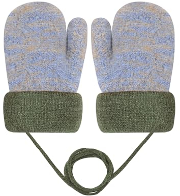 Becellen Baby Handschuhe Fäustlinge Winter, Kinder Warm Strickhandschuh Weich Niedlicher Handschuhe mit Schlüsselband für 0-3 Jahre Mädchen Junge (Grau)
