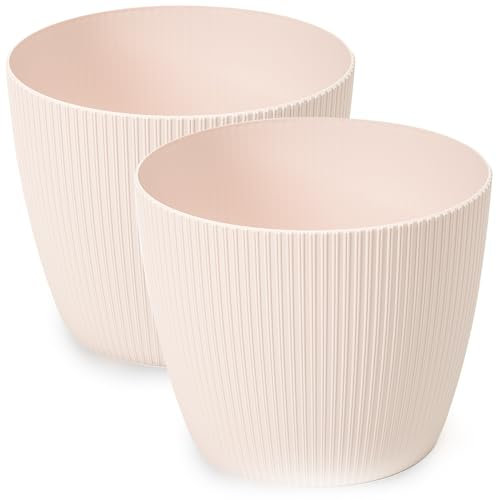 PECZEKO Blumentopf matt, Pflanzkübel aus Übertopf Kunststoff Dekorativer Topf für, groß Pflanzen 2X blumenkübel Set, blumenkübel kräutertopf, (2 Pack) Rosa, ø 16 cm