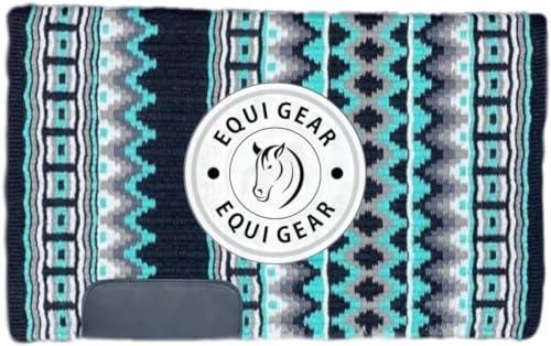 EQUIGEAR Western Show Horse Satteldecke aus neuseeländischer Wolle, Western-Design, handgefertigte Satteldecke, Wollpolster, Sensor Flex (Anpassung möglich), WZ05 (34x34)