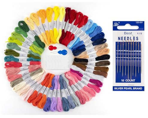 Cerioll 50 Farben Je 8 Meter Embroidery Floss Weicher, 6-Fädig Stickgarn Set, Farben Stickgarn, Embroidery Floss Multifarben Weicher, Stickgarne, Embroidery Thread, Freundschaftsarmband Schnur