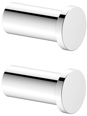 Keuco Plan Handtuchhaken, 2 Stück, 3,8 cm, Metall verchromt | Made in Germany, für Handtücher und Bademäntel, inkl. Schrauben und Dübel, Wandhaken zum Bohren