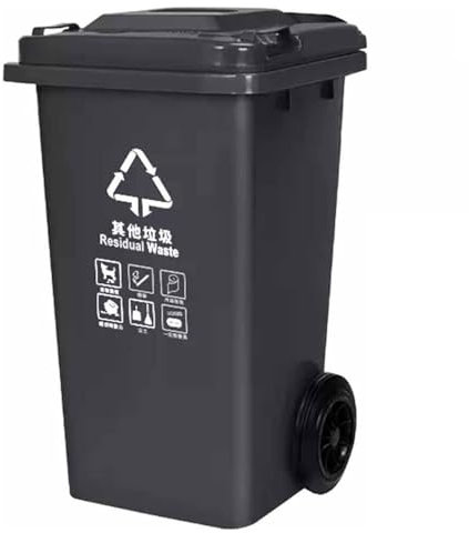JIESOO Bote Basura Exteriores Contenedor Residuos con Tapa, Bote Basura Exteriores Resistente con Asas Construcción Resistente, Bote Basura Perfecto For Patio Trasero, Terraza Y Garaje(Black,240L)