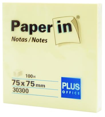 Plus Office Pos-Its Haftnotizen, gelb, Haftnotizen für Büro, Schule, Universität, für schnelle Notizen und Erinnerungen, Block mit 100 selbstklebenden Blättern (75 x 75 mm, 12 Stück)