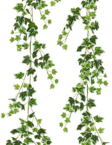 2 pezzi Ghirlanda di foglie di edera artificiale, 200CM Pianta Artificiale Sospesa, Edera Finta da Interno e Esterno, Ghirlanda di Nozze Verde per Matrimoni, Giardini, Corridoi, Decorazioni Murali