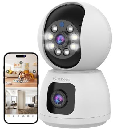 VOLTKARE Indoor Security Camera, 2MP, 360° Coverage, Pet and Baby Monitor with App, Night Vision, Motion Detection