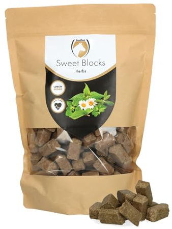 Excellent Horse Sweet Herbs Blocks - Deliciosas para caballos - Sin azúcar - Caballos - Sabor a hierbas - Trozos - Recompensa - 1 kg