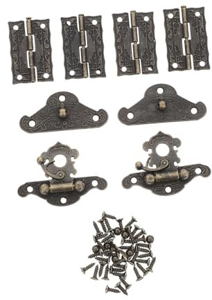 Gadpiparty Hasp Hinge Set Antique Case Hinge for Decorative Wooden Box with Screws