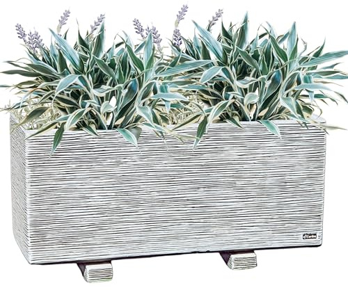 Garden Pley - Jardinera Exterior Alicante de Hormigón 79x29x36 cm, Ceniza | Maceteros grandes exterior y jardineras exteriores grandes; jardinera rectangular exterior de hormigón modelo Alicante