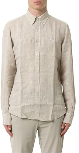 Harmont&Blaine Camicia Uomo in Lino Manica Lunga CRN014010883B 8055168862290 - Beige L