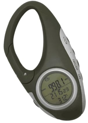 ibasenice Höhenmesser Barometer -Thermometer digitales Barometer Wanderhöhenmesser Höhenmesser zum Bergsteigen Wanderthermometer Digitales Höhenmesser-Barometer Barometer-Karabiner Abs Grün