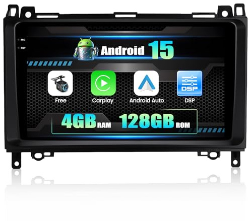 CAMECHO [4+128G] Android 15 Autoradio pour Mercedes Benz B-Class W245 Viano Vito W639 Sprinter, Carplay Android Auto sans Fil, 9 INCELL Écran Bluetooth 2 Din Radio GPS WiFi FM/RDS MirrorLink+Caméra