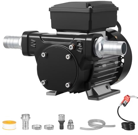 VEVOR Bomba de Transferencia de Combustible, 60 L/min, con Boquilla de Combustible Automática y 2 Mangueras, Elevación Máxima de 13,7 m, para Diésel, Queroseno y Biodiésel para Vehículos