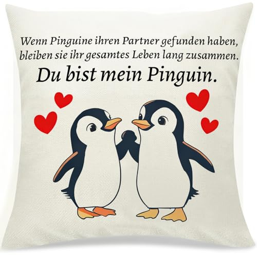 OZXVXZO Pinguino Cuscini Divano, Riempimento del Cuscino, Federe Cuscini Divano 45x45CM, Regali per Coppia, Moglie e Marito, Anniversario di San Valentino, Compleanno -B