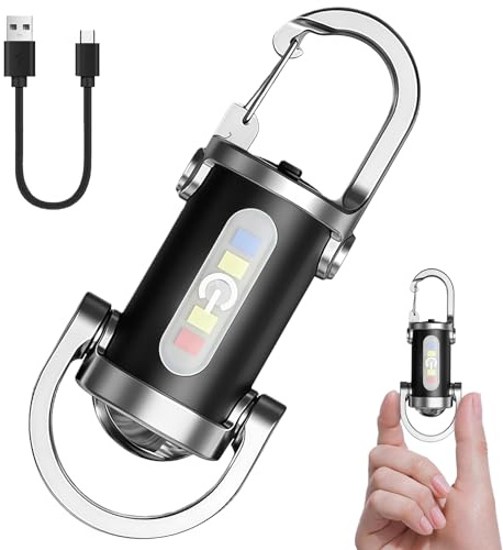 flintronic Lampe de Poche Rechargeable, Lampes Porte-Clés, Mini Lampe Torche étanche, 7 Modes, Petit et Portable, Pour Randonnée,Travail Nuit et Activités Extérieures