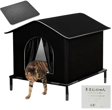 Outdoor Katzenhaus wetterfest, Katzenhütte mit erhöhtem Boden, isoliertes -warmes, für Hund, Kätzchen, Tier, Winter