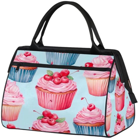 Ginfult Sac de sport imperméable à motif gâteau alimentaire sac de voyage sac de sport léger sac fourre-tout de week-end pour femme et homme