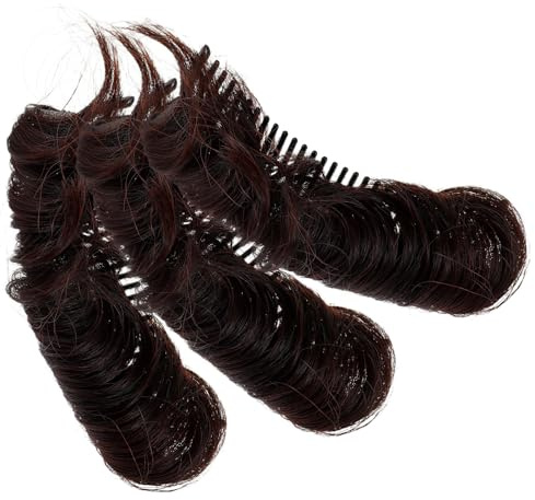VILLCASE 3 Stück Pack Unsichtbare Volumen Haarkissen Duttkissen Haarstyling Accessoire für Damen und Mädchen Flauschiges Haarpolster Dunkelbraun Volumenverstärkung Oberkopf und Hinterkopf