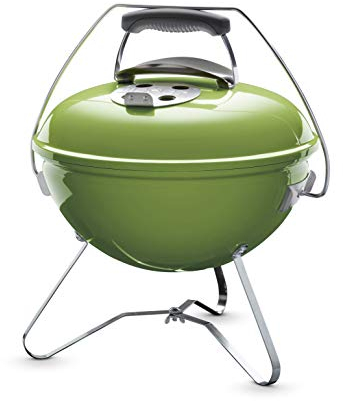 Weber Barbecue à Charbon Portable Smokey Joe Premium 37cm - Couvercle Verrouillable et Transportable, Pieds Pliants en Acier - BBQ d'Extérieur et Vasque en Porcelaine Émaillée - Vert Pomme (1127704)