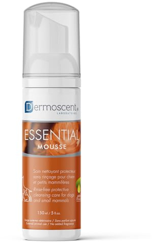 Hudlös Essential Mousse - Torrschampo för hundar och små däggdjur - Leave-in-skum för att rengöra hud och päls - Luktkontroll för illaluktande husdjur - Tvålfri - 150 ml