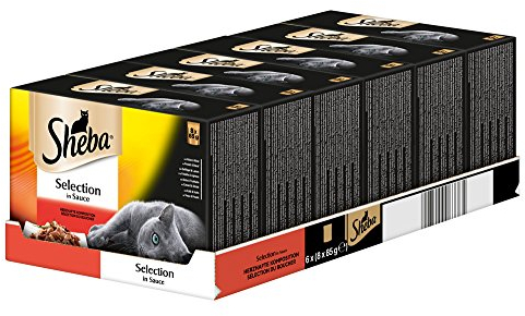Sheba Katzenfutter Portionsbeutel Multipack Delikates Duo in Sauce, 6er Pack (6 x 85 g)