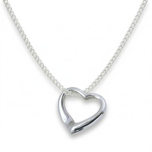 Heather Needham Childrens Sterling Silver Floating Heart Necklace on 15 (37cm) Silver Chain - Size: small 10mm. Genuine SOLID SILVER - NOT PLATED. Gift Boxed. 8029/15