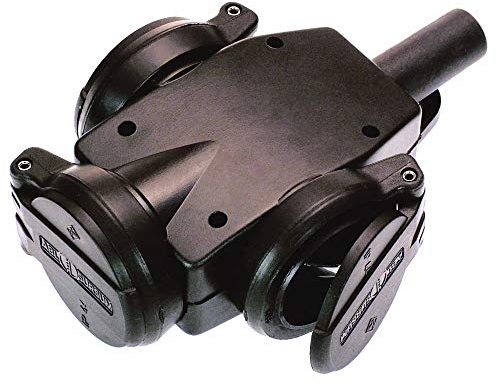 as - Schwabe 3-Fach Verteiler-Steckdose 230 V / 16 A – Vollgummi – Mehrfach-Steckdose zur Stromverteilung – Geeignet für Baustelle, Gewerbe, Innenbereich – IP44 – Made in Germany I Schwarz, 60455