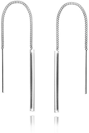 MATERIA 925 Silber Ohrringe Durchzieher 2x85mm - Ohrhänger lang Stäbchen + Box #SO-225