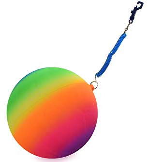 KandyToys Neon-Regenbogen-Ball mit Schlüsselanhänger, mehrfarbiger Ball