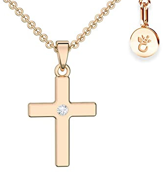 Kommunion kedja flicka rosegold *GRATIS smyckeslåda* Kommunion present flicka present till bekräftelse flicka smycke kors kedja flicka hög kvalitet förgylld med zirkon FF430 VGRSZIFA e Rödguld, cod. FF430VGRSZIFA38