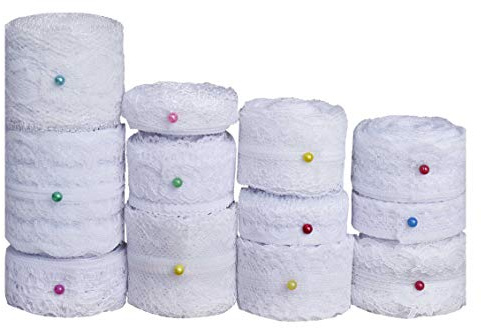 Spitze Band 12 Rollen Weiß Vintage Blumen Trimmen für Braut Hochzeit Party Dekoration Handwerk 60 Yards