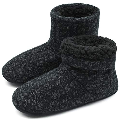 COFACE Hüttenschuhe Herren Warm Winter Hausschuhe Herren Plüsch Flauschig Gefütterte Hausstiefel Männer Haussocken Filz Pantoffeln