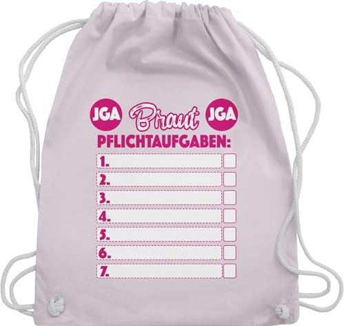 Turnbeutel Rucksack - Junggesellenabschied Frauen - JGA Braut Pflichtaufgaben - Unisize - Pastell Rosa - beutel brauttaschen bachelorette party juterucksäcke aufgaben junggesellinnenabschied outfit