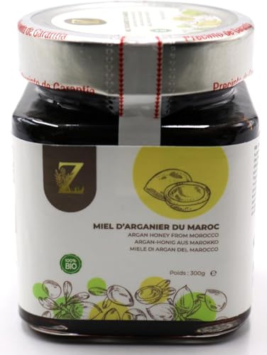 Miel d’Arganier du Maroc Pot de 300 g Recueilli Au Maroc - De La Qualité La Plus Fine, Une Grande Variété De Saveurs Délicieuses.