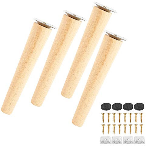 Lot de 4 Pieds de Canapé Bois Massif, Pieds de Meubles pour Fauteuil, Table de Nuit, Armoire, Tiroir(20cm, straight)