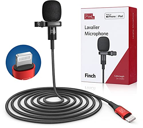 PIXEL Lavalier Microphone for iPhone (Apple MFi-Certified) | Lav Mic for Vlogging | External Microphone for Video Recording, Compatible with All Lightning Devices (10ft)