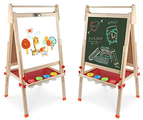 kramow Kinder Tafel und Doppelseitige Staffelei, Magnettafel für Kinder, Kreatives Lernen, Pädagogisches Geschenk für Jungen und Mädchen über 3 Jahre