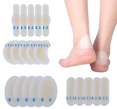 PLABBDPL Vesciche Piedi, 20 Pezzi Cerotti Sport per Tallone e Protezione della Pelle(4 Dimensione)