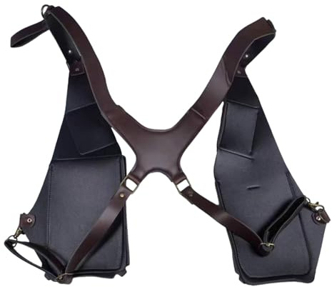 LOVIVER Vintage Style Shoulder Harness Bag Adjustable Strap Steampunk Case for Sports Bike, Style A Drak Brown